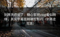 别再凭感觉了：糖心官网vlog看似随缘，其实字幕是精确控制的（别再走弯路）