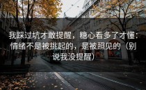 我踩过坑才敢提醒，糖心看多了才懂：情绪不是被挑起的，是被照见的（别说我没提醒）