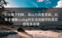 别急着下判断，我以为我要求高，后来才懂糖心vlog的生活流细节的真实感有多关键