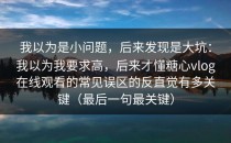 我以为是小问题，后来发现是大坑：我以为我要求高，后来才懂糖心vlog在线观看的常见误区的反直觉有多关键（最后一句最关键）