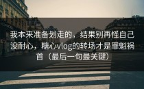 我本来准备划走的，结果别再怪自己没耐心，糖心vlog的转场才是罪魁祸首（最后一句最关键）