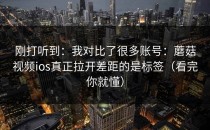 刚打听到：我对比了很多账号：蘑菇视频ios真正拉开差距的是标签（看完你就懂）