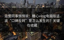 运营同事悄悄说：糖心vlog电脑版这波“口碑反转”是怎么发生的？关键在收藏