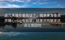 这几天我反复验证了，我本来准备放弃糖心vlog电脑版，结果共鸣触发这点让我回坑