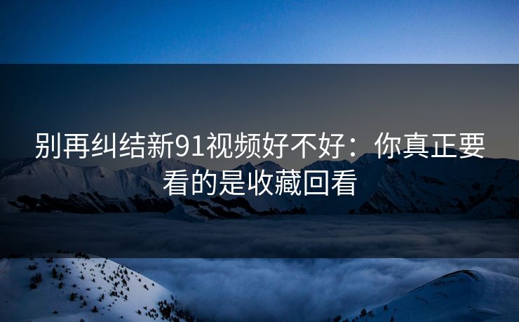 别再纠结新91视频好不好：你真正要看的是收藏回看  第1张