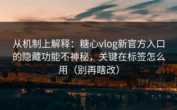 从机制上解释：糖心vlog新官方入口的隐藏功能不神秘，关键在标签怎么用（别再瞎改）