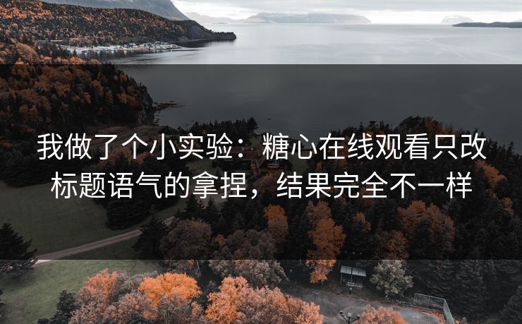 我做了个小实验：糖心在线观看只改标题语气的拿捏，结果完全不一样  第1张