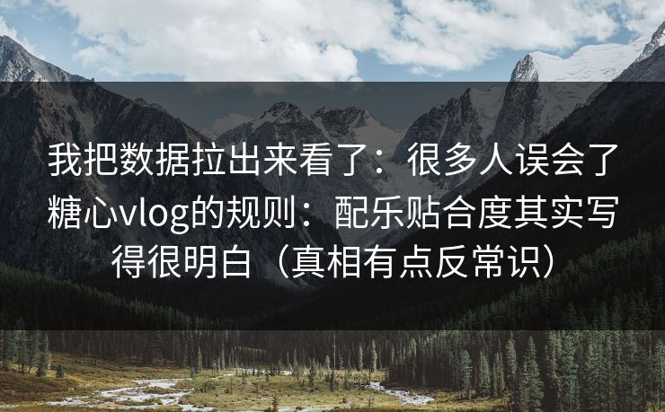 我把数据拉出来看了：很多人误会了糖心vlog的规则：配乐贴合度其实写得很明白（真相有点反常识）  第1张