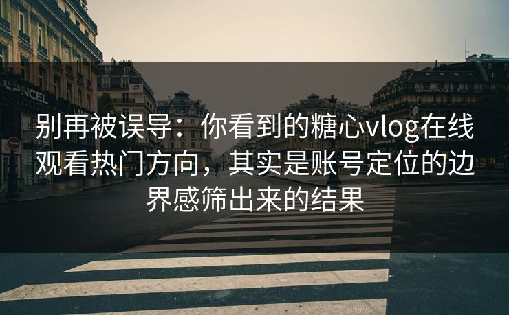 别再被误导：你看到的糖心vlog在线观看热门方向，其实是账号定位的边界感筛出来的结果  第1张