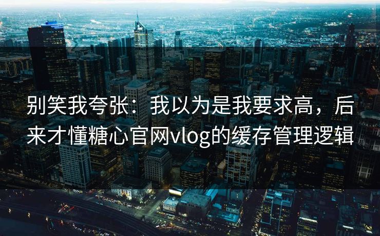 别笑我夸张：我以为是我要求高，后来才懂糖心官网vlog的缓存管理逻辑  第1张
