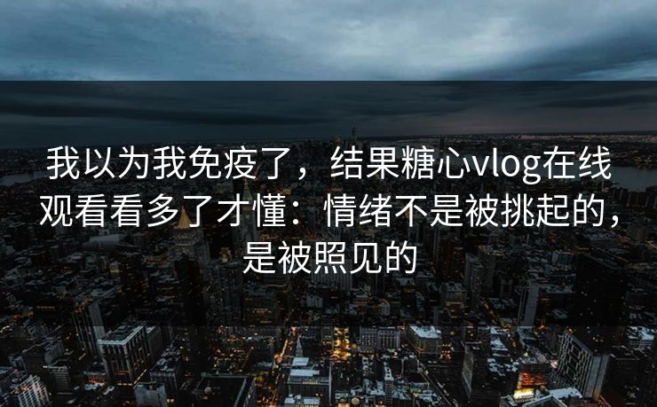 我以为我免疫了，结果糖心vlog在线观看看多了才懂：情绪不是被挑起的，是被照见的