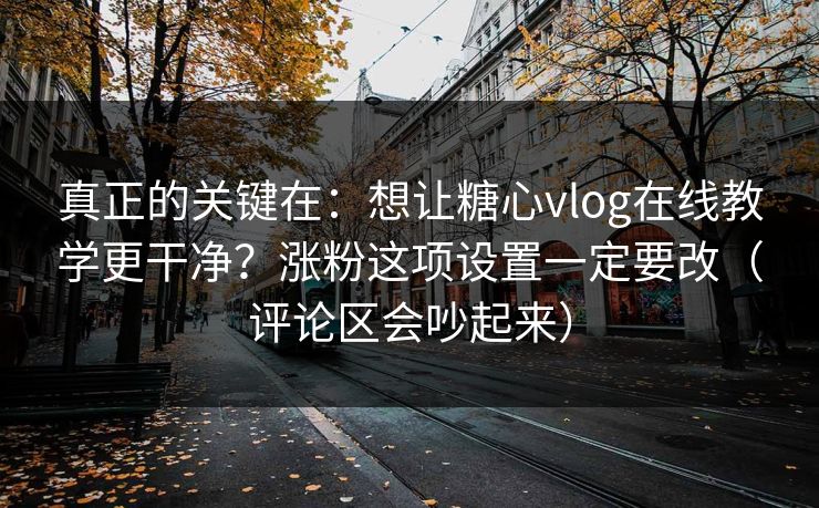 真正的关键在：想让糖心vlog在线教学更干净？涨粉这项设置一定要改（评论区会吵起来）