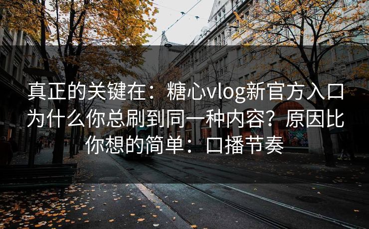 真正的关键在：糖心vlog新官方入口为什么你总刷到同一种内容？原因比你想的简单：口播节奏