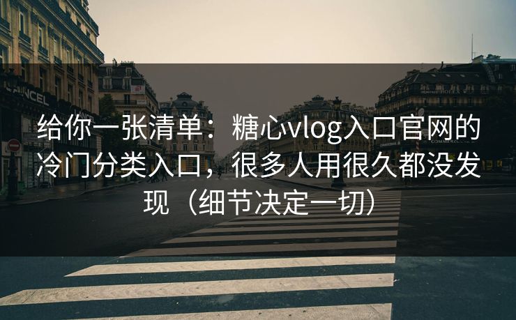 给你一张清单：糖心vlog入口官网的冷门分类入口，很多人用很久都没发现（细节决定一切）